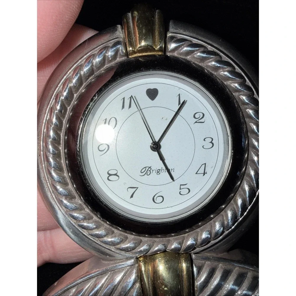 Brighton Desk Clock Collectible Silver and Gold Tone Needs‎ Battery. 5487